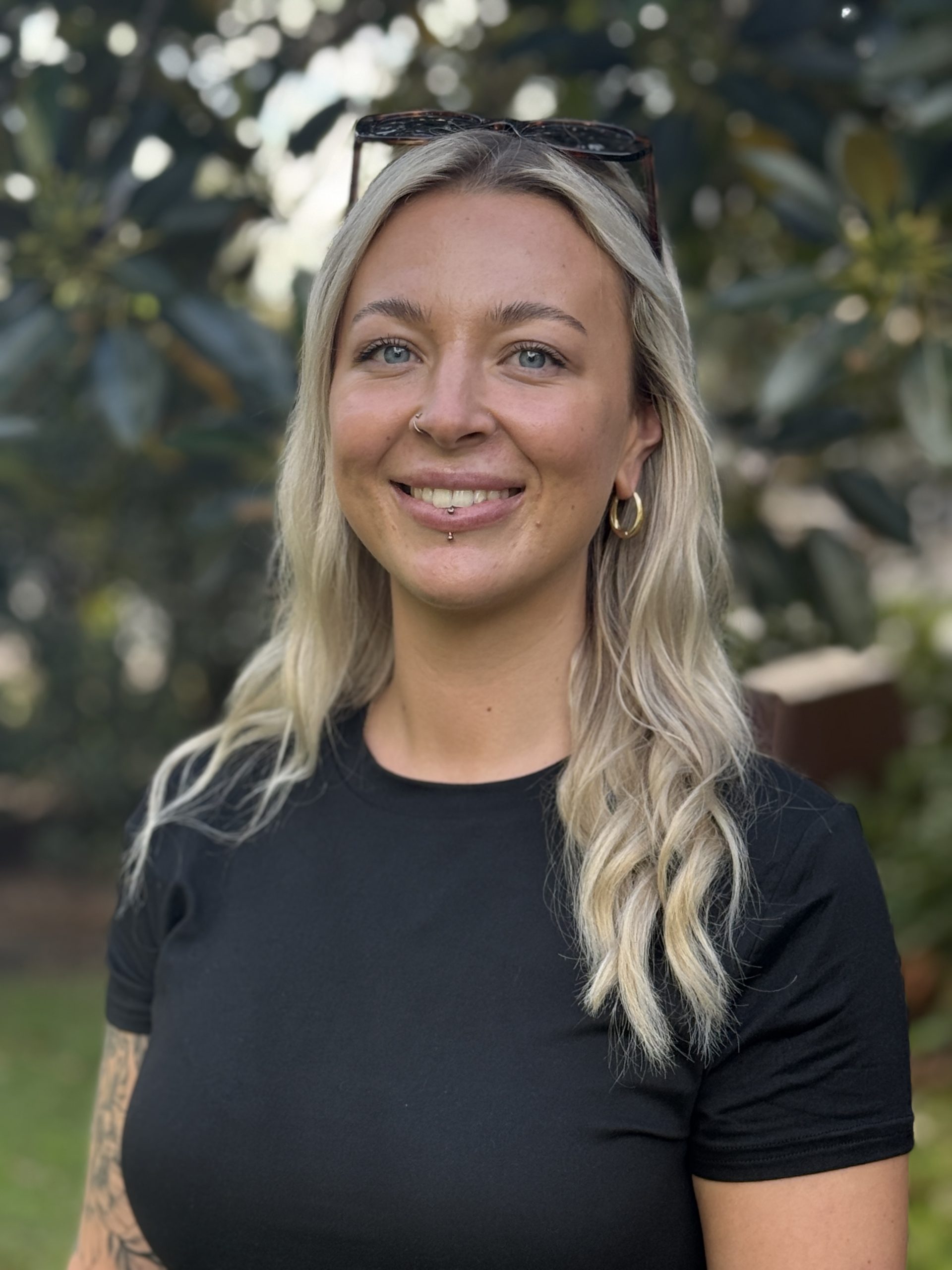 Woman smiling in garden setting